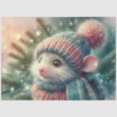 Kerstmuis in warme winterhoed Decoupage Tissuepapier (Voorkant)