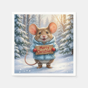 Kerstmuis in Winterwoud Servet