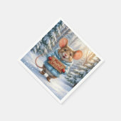 Kerstmuis in Winterwoud Servet (Hoek)