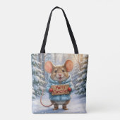 Kerstmuis in Winterwoud Tote Bag (Achterkant)