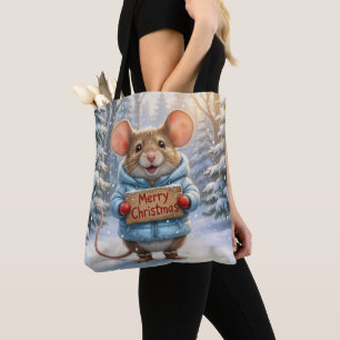 Kerstmuis in Winterwoud Tote Bag