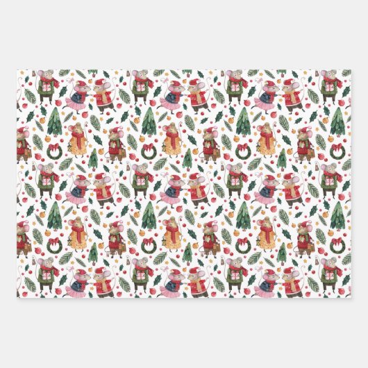 kerstmuis inpakpapier vel (Voorkant)