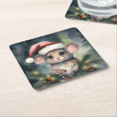 Kerstmuis Kartonnen Onderzetters (Schuin)