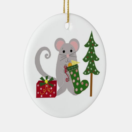kerstmuis keramisch ornament (Rechts)