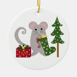 kerstmuis keramisch ornament