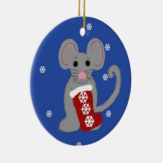 kerstmuis keramisch ornament (Rechts)