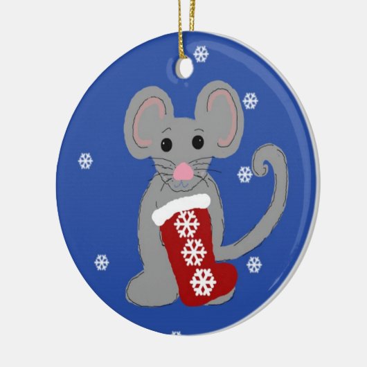 kerstmuis keramisch ornament (Links)