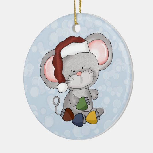kerstmuis keramisch ornament (Links)