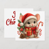 Kerstmuis kerstkaart (Voorkant / Achterkant)