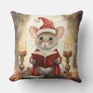 Kerstmuis lezend kussen