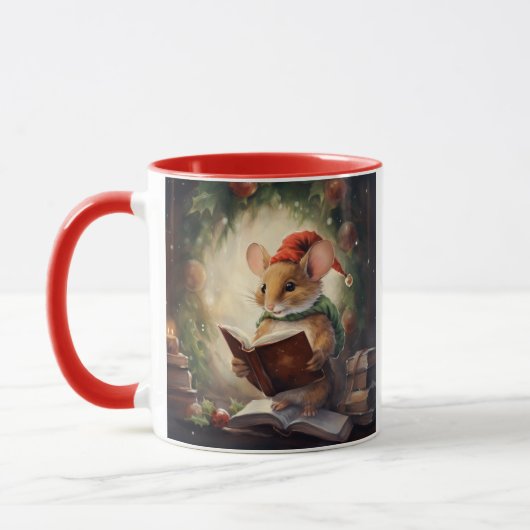 Kerstmuis lezend mok (Links)