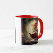 Kerstmuis lezend mok (Voorkant rechts)