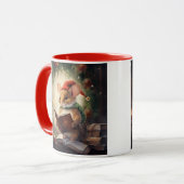 Kerstmuis lezend mok (Voorkant links)