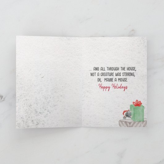 Kerstmuis met cadeautjes kaart (Binnen)