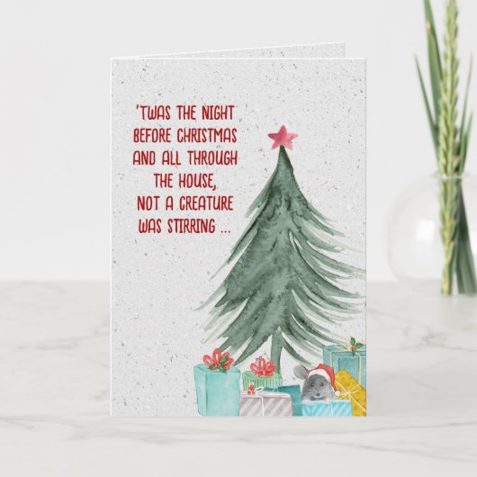 Kerstmuis met cadeautjes onder de boom feestdagen kaart (Voorkant)