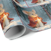 Kerstmuis met een kaars cadeaupapier (Rol Hoek)