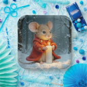 Kerstmuis met een kaars papieren bordje (Feest)