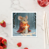 Kerstmuis met een kaars servet (Insitu)