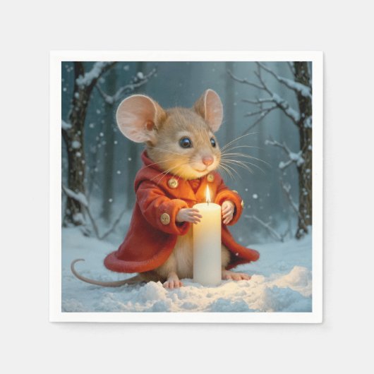 Kerstmuis met een kaars servet (Voorkant)
