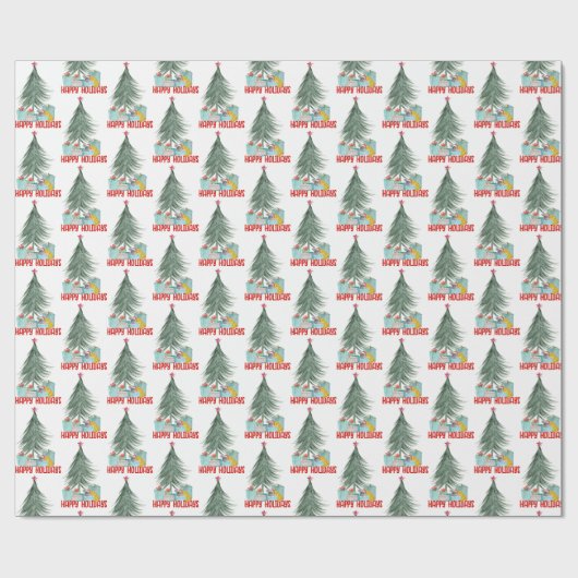 Kerstmuis met feestcadeaus cadeaupapier (Vlak)