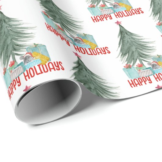 Kerstmuis met feestcadeaus cadeaupapier (Rol Hoek)