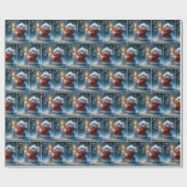 Kerstmuis met gloeiende kaars cadeaupapier (Vlak)