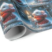 Kerstmuis met gloeiende kaars cadeaupapier (Rol Hoek)