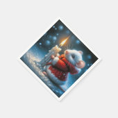 Kerstmuis met gloeiende kaars servet (Hoek)