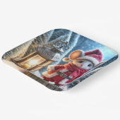 Kerstmuis met gloeiende lantaarn papieren bordje (Gebogen)