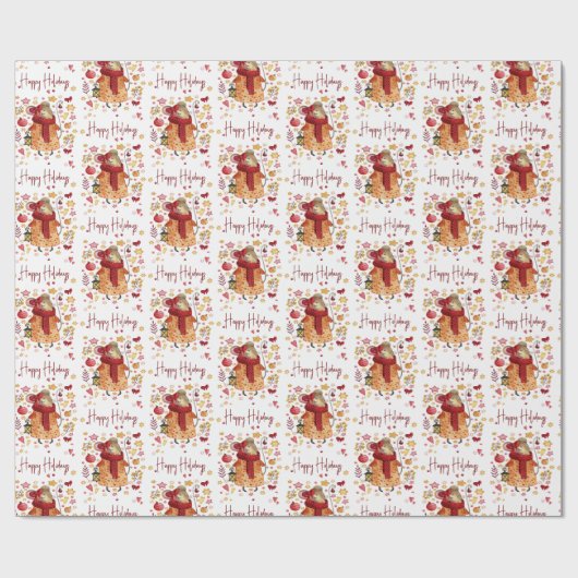 Kerstmuis met lantaarn cadeaupapier (Vlak)