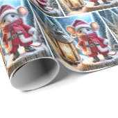 Kerstmuis met lantaarn cadeaupapier (Rol Hoek)