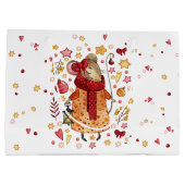 Kerstmuis met lantaarn groot cadeauzakje (Achterkant)