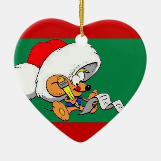 Kerstmuis met lijstOrnament Keramisch Ornament (Voorkant)
