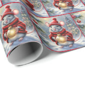 Kerstmuis met Ornament Cadeaupapier (Rol Hoek)