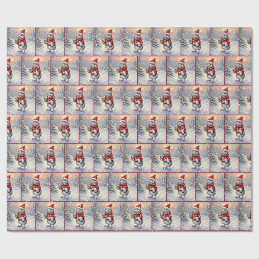 Kerstmuis met Ornament Cadeaupapier (Vlak)