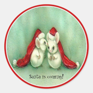 Kerstmuis met Red Santa Hats Sticker