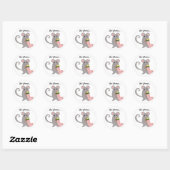 Kerstmuis met roze sok ronde sticker (Vel)