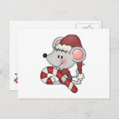 Kerstmuis met snoepriet feestdagenkaart (Voorkant / Achterkant)