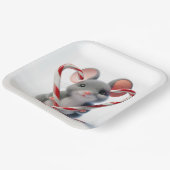 Kerstmuis met snoepriet hart papieren bordje (Gebogen)