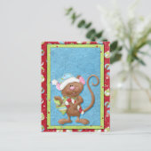 Kerstmuis met snoepriet Kaarten Feestdagenkaart (Staand voorkant)