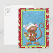 Kerstmuis met snoepriet Kaarten Feestdagenkaart (Voorkant / Achterkant)