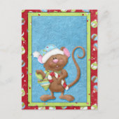 Kerstmuis met snoepriet Kaarten Feestdagenkaart (Voorkant)