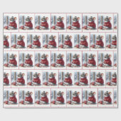 Kerstmuis met stomen hete cacao cadeaupapier (Vlak)