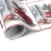 Kerstmuis met stomen hete cacao cadeaupapier (Rol Hoek)