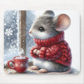 Kerstmuis met stomen hete cacao muismat (Voorkant)