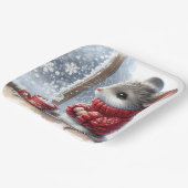 Kerstmuis met stomen hete cacao papieren bordje (Gebogen)