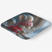 Kerstmuis met stomen hete cacao papieren bordje (Gebogen)