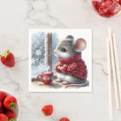 Kerstmuis met stomen hete cacao servet (Insitu)