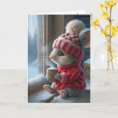 Kerstmuis met warme cacao kaart (Gele Bloem)