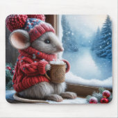 Kerstmuis met warme cacao muismat (Voorkant)